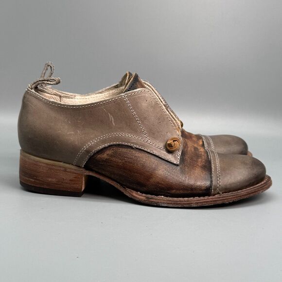 Freebird by Steven Mabel Women's 7 Brown Oxford Boots Slip-On Cap-Toe Western - Picture 1 of 11